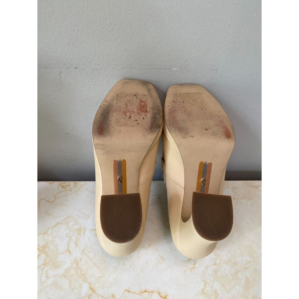 Sam Edelman Jed Platform Block Heel Leather Loafers Eggshell Retro Sz 8M - Picture 8 of 9